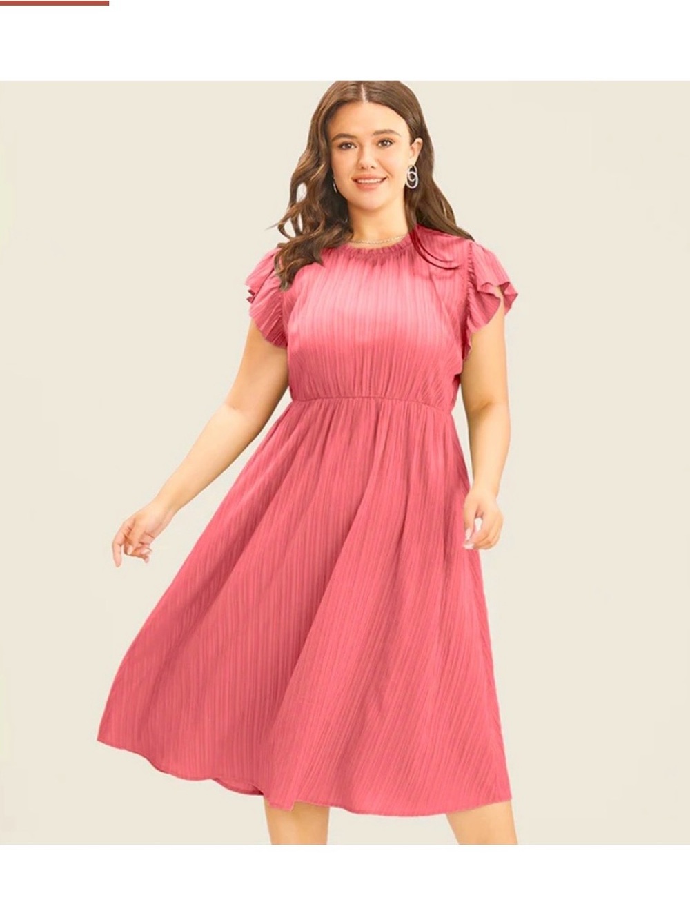 BloomChic Mauve Pink Plissé Pleated Ruffle Midi Dress A-Line Size XL
